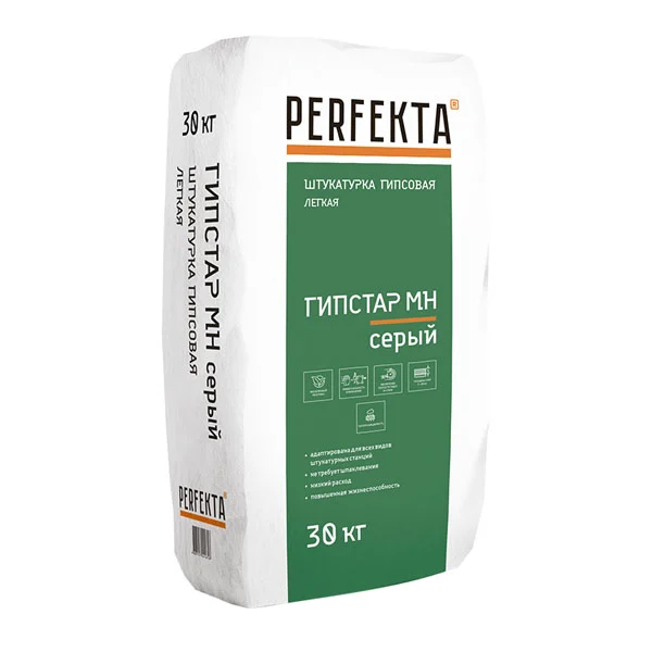Штукатурка гипсовая PERFEKTA Гипстар МН серый, 30 кг