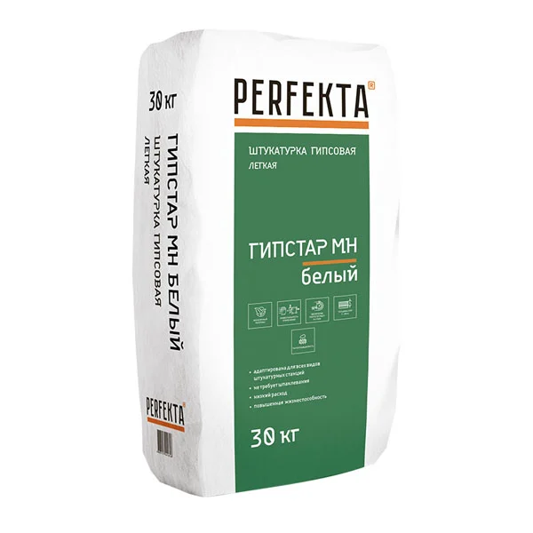 Штукатурка гипсовая PERFEKTA Гипстар МН белый, 30 кг